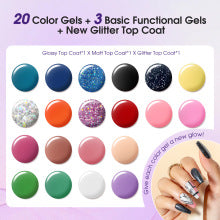 20+3 Colors Shiny Glitter Nial Gel Polish Set